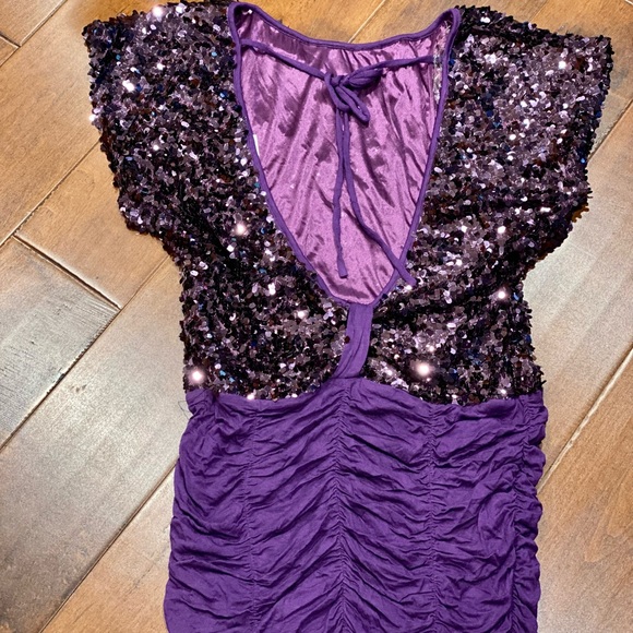 New! Purple sequins ruched dress/tunic - Picture 3 of 4